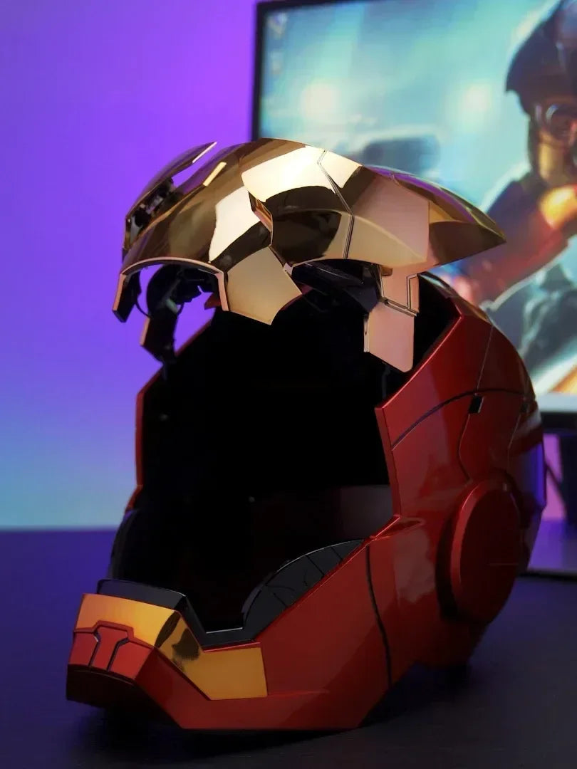 2025 New Marvel Iron Man Helmet Black Gold Black Silver Electric Helmet Voice Controlled Voice Machine Face Mask Toy Birthday Gi