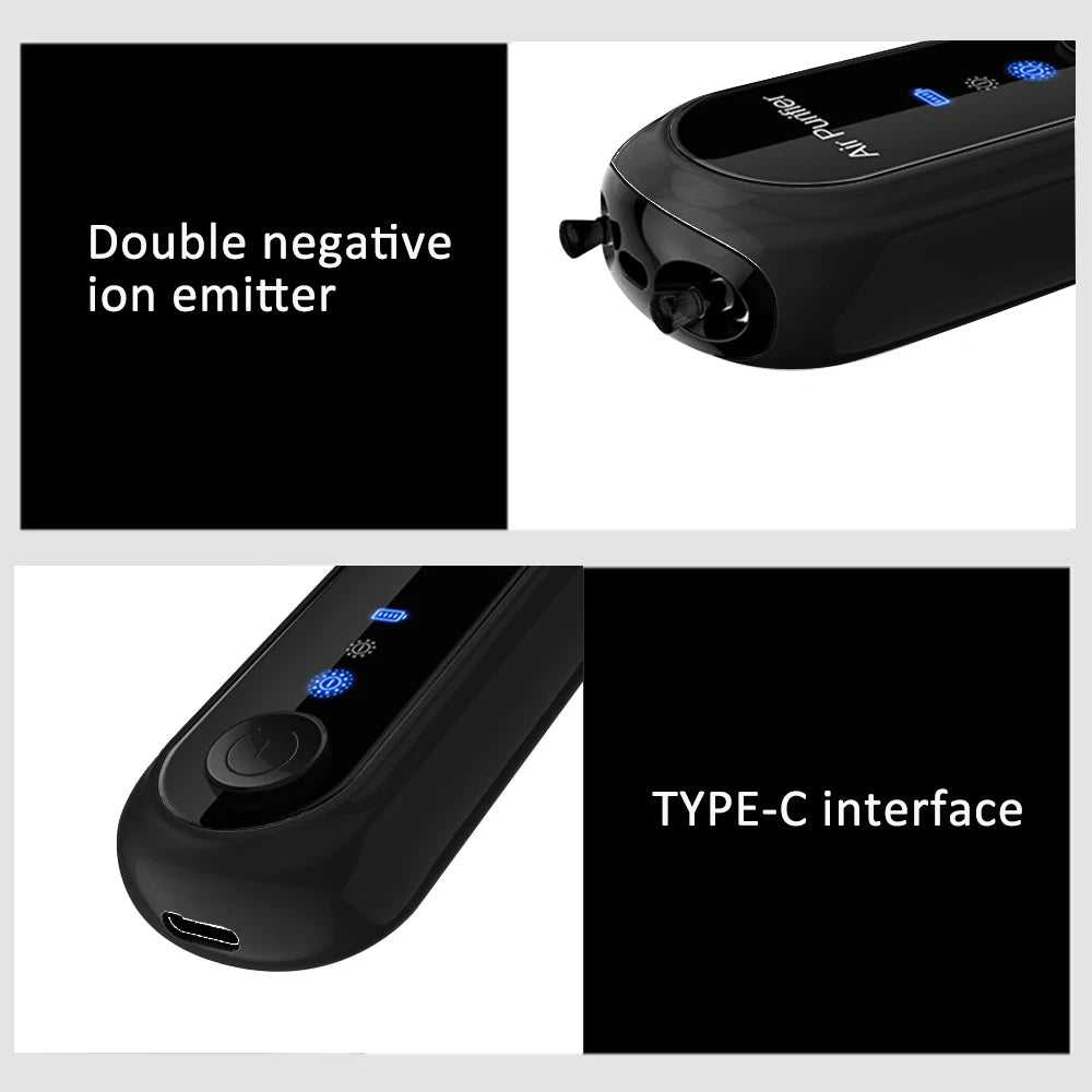 Air Purifier Negative Ion Generator Mini Hanging Neck Air Purifier Portable Air Freshener for Car Home Smoke PM2.5 Virus Remover