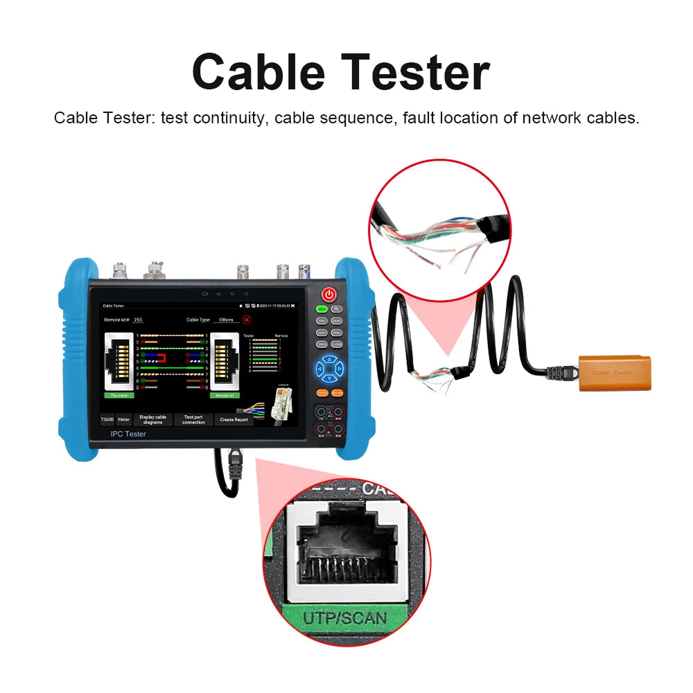 8K CCTV Tester IPC-9800CLMOVTADHS 8MP HD AHD TVI CVI SDI IP Tester 7-inch Touch Screen Monitor 8K Video Display Tester Monitor