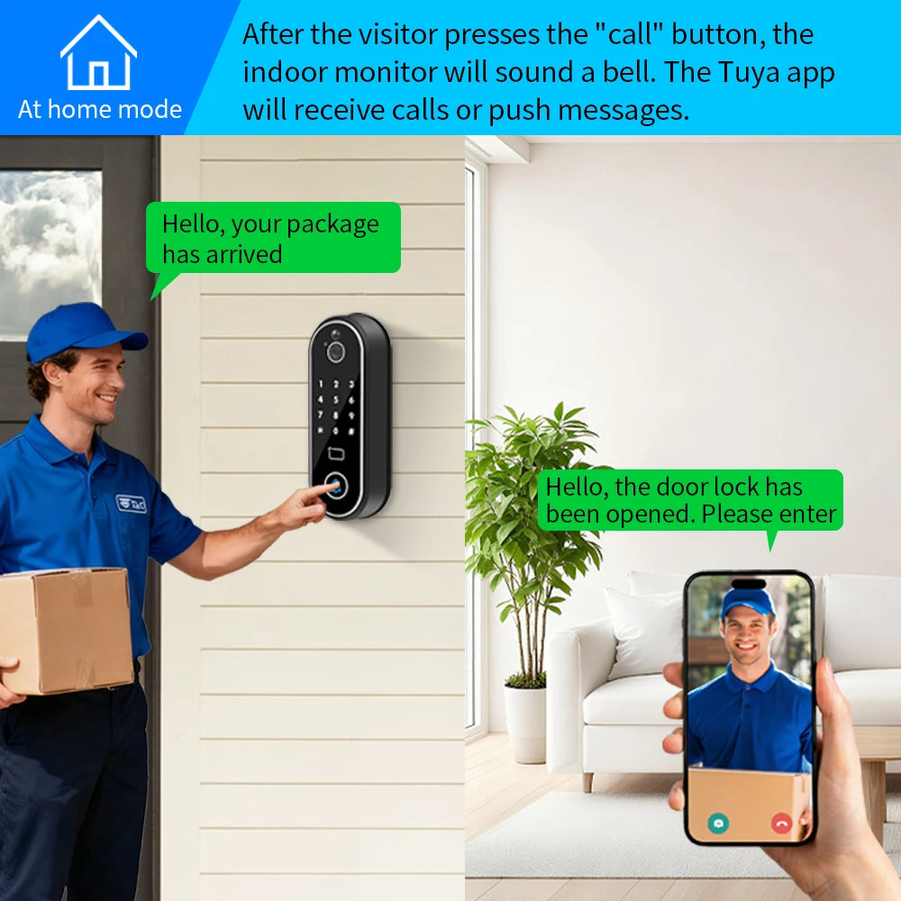 1080P Tuya Smart Doorbell Wifi Video Intercom with Motion Detection Unlock by Remote Control RFID Card NFC APP Access Control
