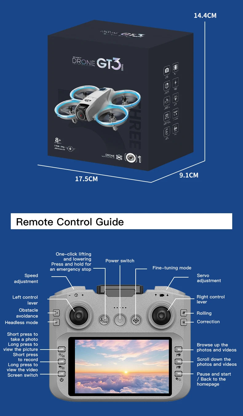 GT3 Max Drone 8K HD Aerial Photography Large Screen Optical Flow Positioning Brushless Intelligent Obstacle Avoidance New