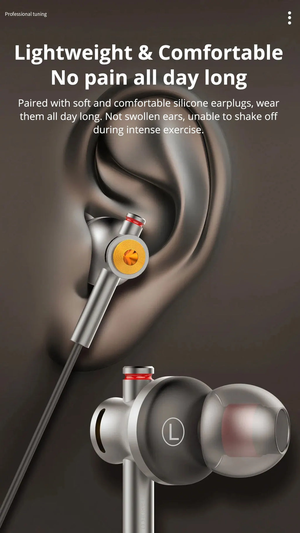 EARDECO 3.5mm/typec Gaming Earbud Wired Headphones In-ear Sport Music Wired Earphone Earbuds Bass with Mic Stereo Metal Running