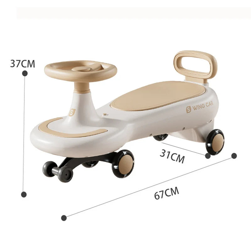 S Kids Swing Car Anti Rollover Parent Child Ride On Toy Car With Mute Flashing Wheels Music Light For Toddlers 1 To 12 Years Old