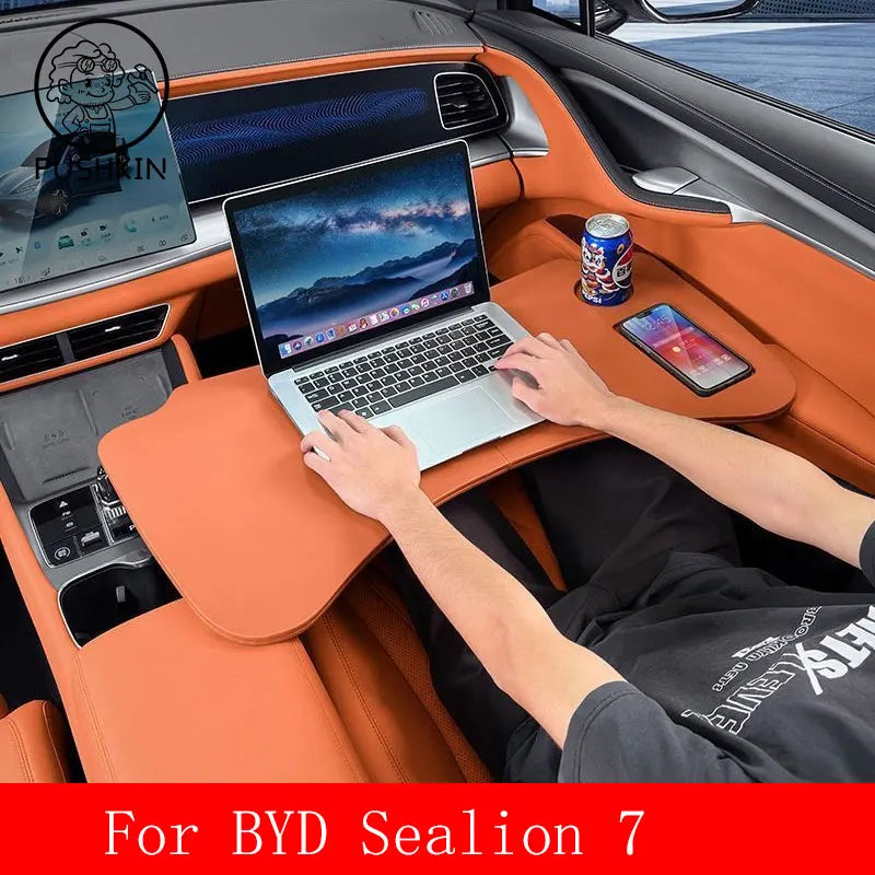 For BYD Sealion 07 EV Car Mounted Desktop Computer Dining Table Multifunctional Co Driver's Desk Interior Supplies Modification
