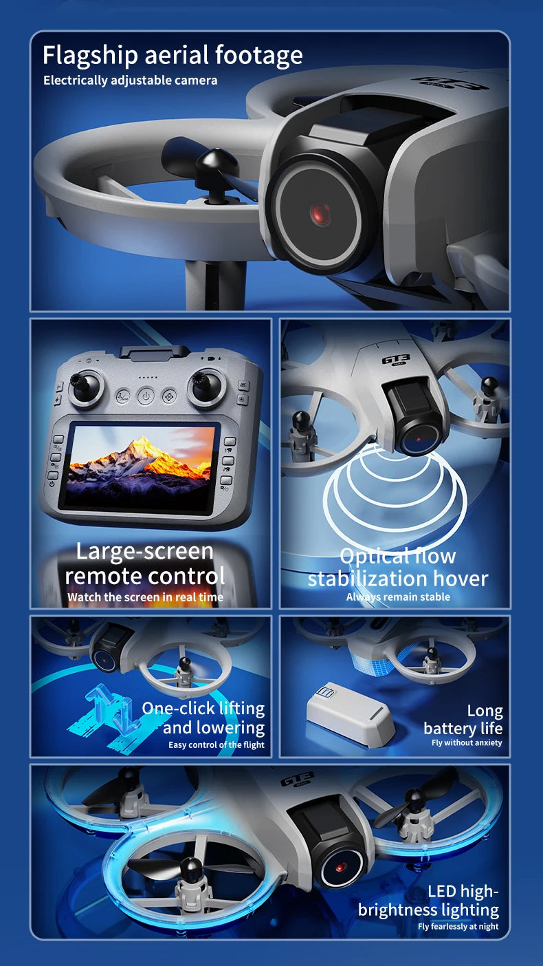 GT3 Max Drone 8K HD Aerial Photography Large Screen Optical Flow Positioning Brushless Intelligent Obstacle Avoidance New