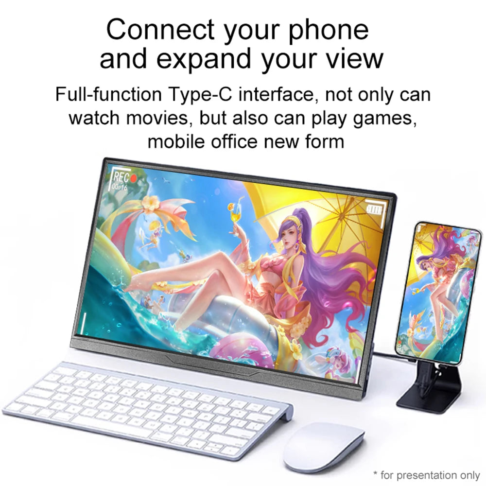 16inch Portable Monitor 120HZ 100%sRGB Display FHD External Second Computer Screen Gaming for PC Laptop Cell Phone Ps4/5 Switch