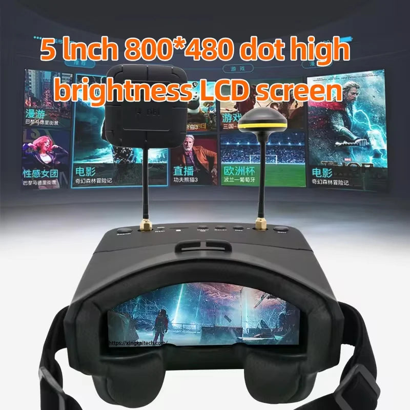5.8G 40CH FPV Goggles 5 Inch 800*480 Video Headset EV800D HD DVR Diversity FPV Goggles With Battery For RC Model RC FPV Drone