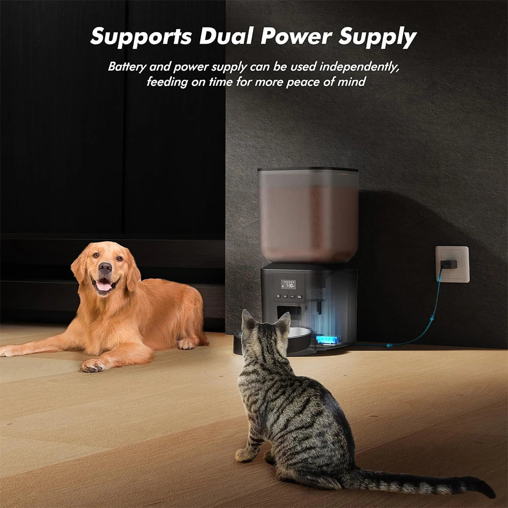 FURPIPI Smart 8L Automatic Pet Feeder with Timer USB & Battery Powered Slow Feed Dispenser for Cats and Dogs No Plug Included