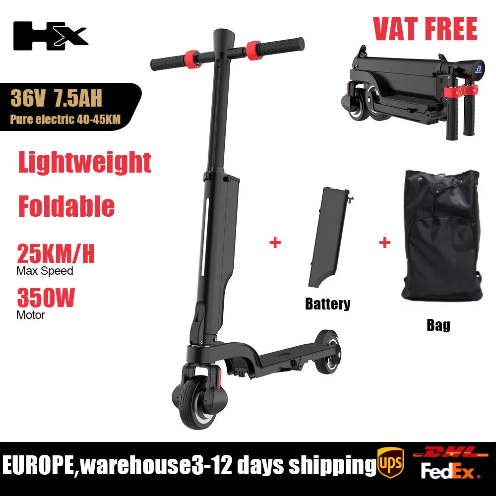 HX X6 EScooter 350W 25KM/H Foldable Electric Kick Scooter Adult Electric Scooter 7.5AH 36V EScooter For Adult Children E scooter