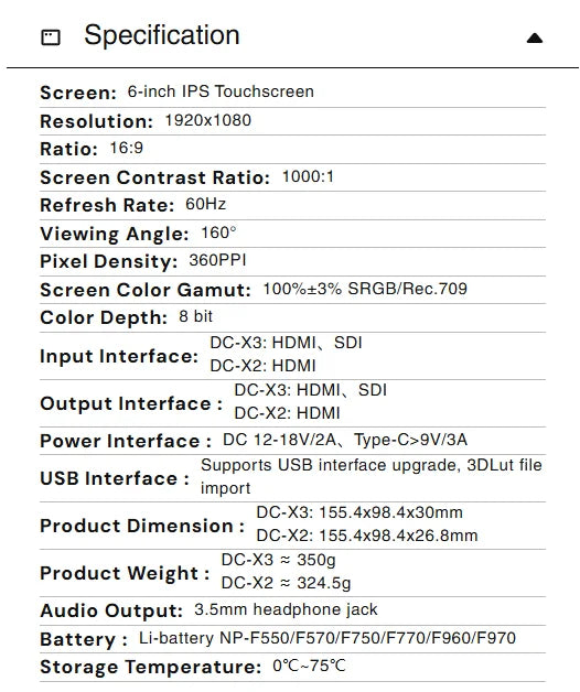 Viltrox DC-X2 DC-X3 Portable Monitor 6 Inch 2000 Nits 4K Touch Screen Profissional Photographic HD FHD Camera Monitor for Video