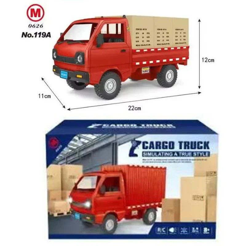 1:16 Wpl D12 Remote Control Electric Toys Rc Car Wuling Hongguang Simulation Drift Climbing Truck Led Light Cargo For Kids Gift