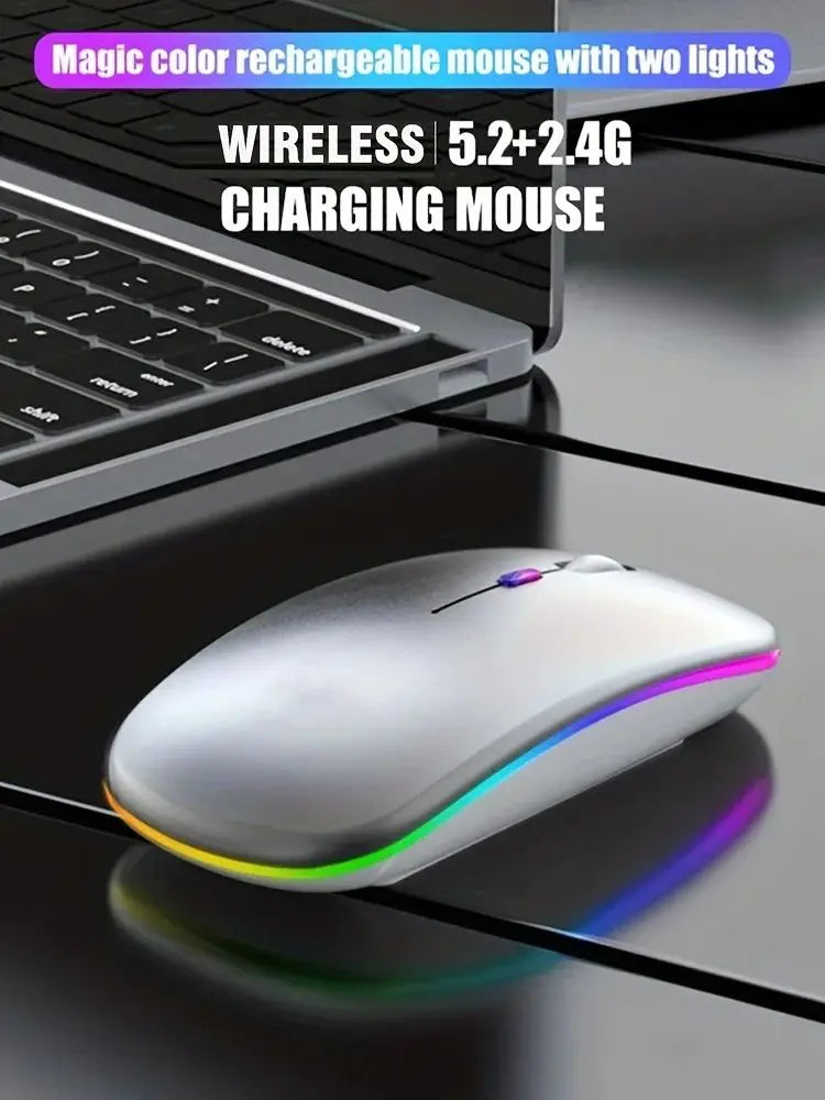 Wireless Mouse Bluetooth 2.4GHz Dual Modes Rechargeable RGB Ergonomic Silent Mouse Optical Mice For PC Computer Laptops Notebook
