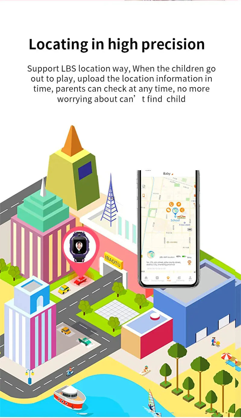 New Smart Watch Kids Position SOS Tracker Call Phone Voice Chat Photo Children Smartwatch Camera Boys Girls Gifts