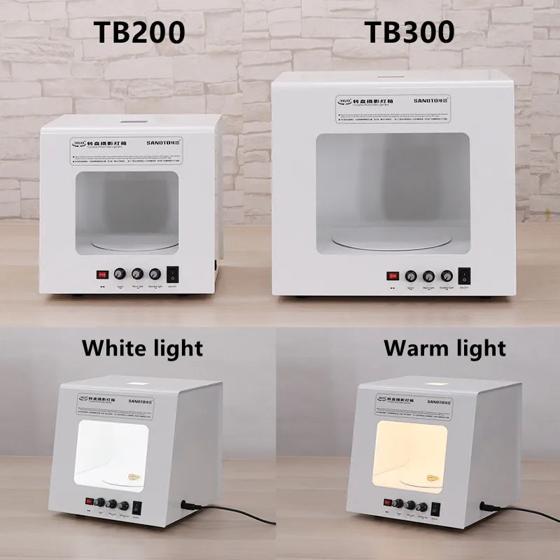 SANOTO Mini Photo Studio Photography Light Box Softbox Built-in Rotating Turntable For Jewelry Photography Video 3D Scanning