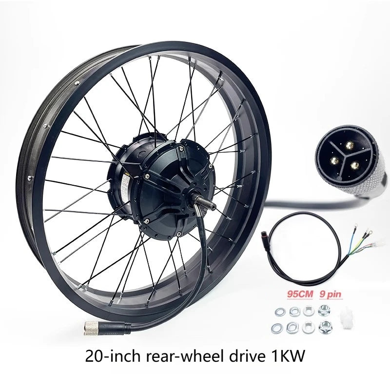 Super73 E-Bike Conversion Kit 20x4.0 Fat Tire 500W/1000W Hub Motor Front Rear Wheel Set for Snow Bike Upgrade