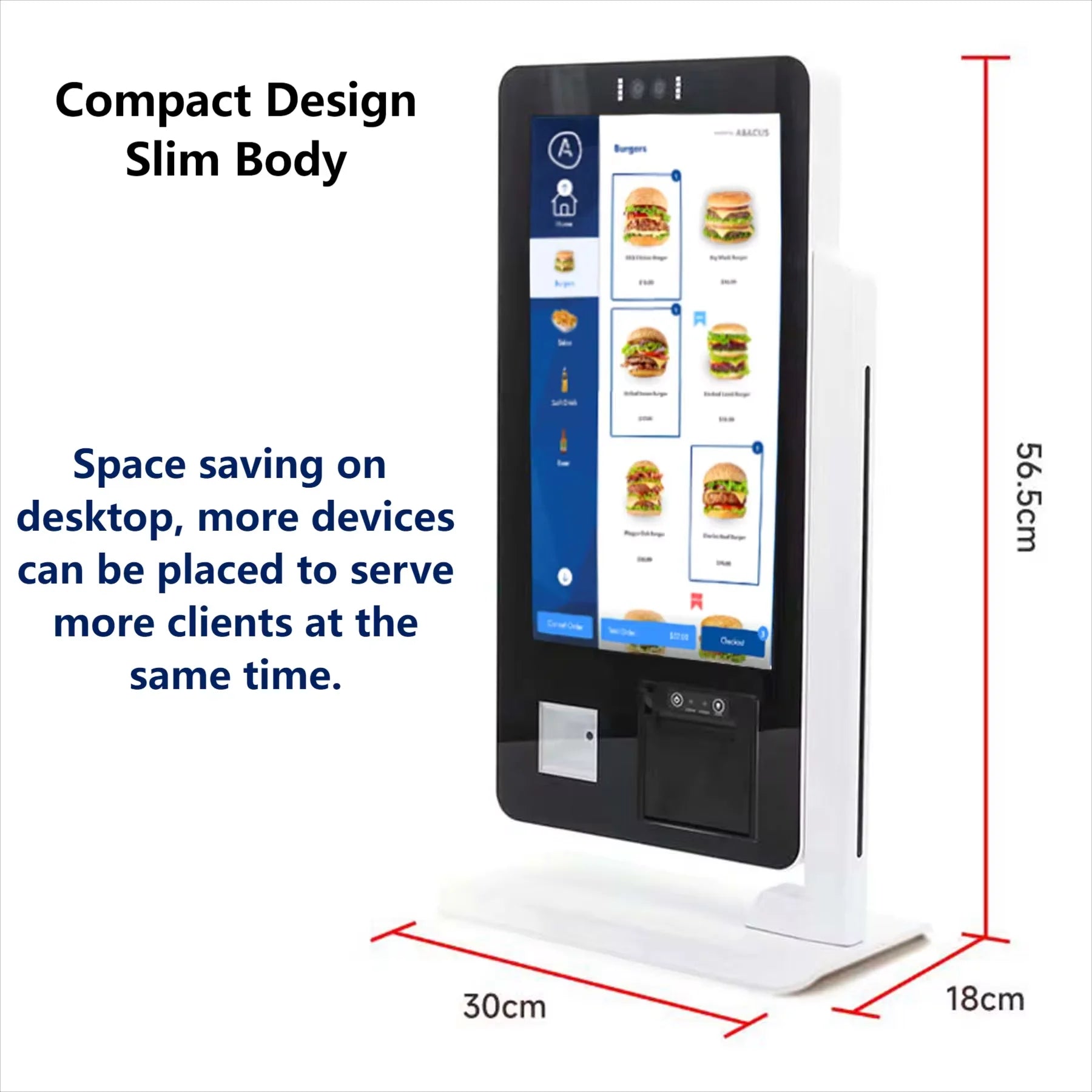 Desktop 15.6 Inch Touch Screen Kiosk Self Ordering Machine with 2D Scanner & 58mm Printer Foodcourt Unattended Payment Terminal