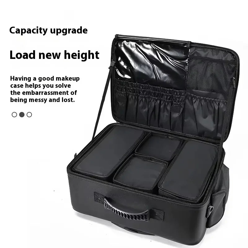 Travel Makeup Artist Bag Luggage Cosmetic Brush Storage with Wheels Beauty Tool Organizer Rolling Suitcase for Artists