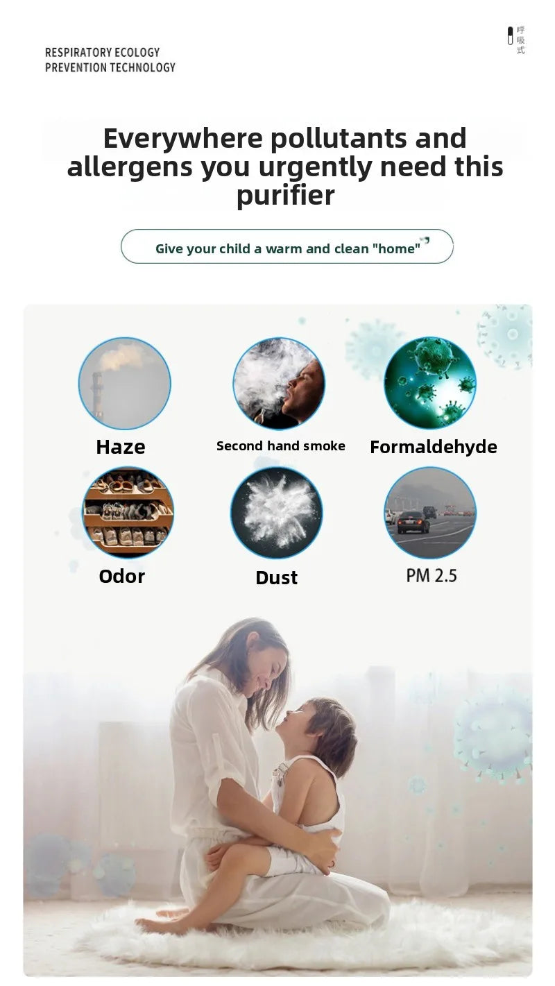 Negative Ion Air Purifier Plug-in Portable Negative Ion Generator for Rooms with Odors Smoke PM 2.5 Toilet Kitchen Air Purifier