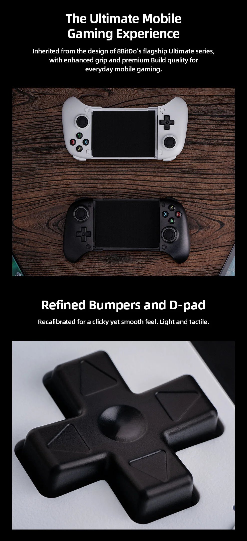 8BitDo Ultimate Bluetooth Mobile Game Controller，Gamepad with Hall Effect Joysticks Triggers for Android Smartphones and Tablets