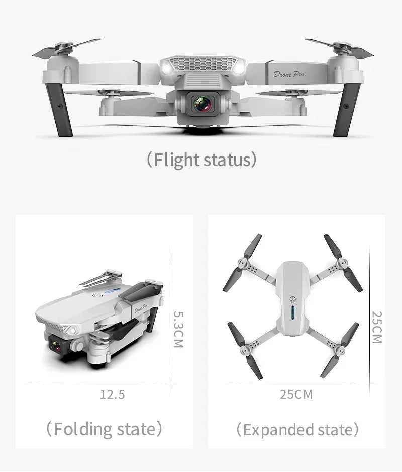 DWI D19 E88 Pro Drone 4K Professional HD RC Airplane Dual Camera Wide Angle Head Remote Quadcopter Toy Helicopter for Adults Kid