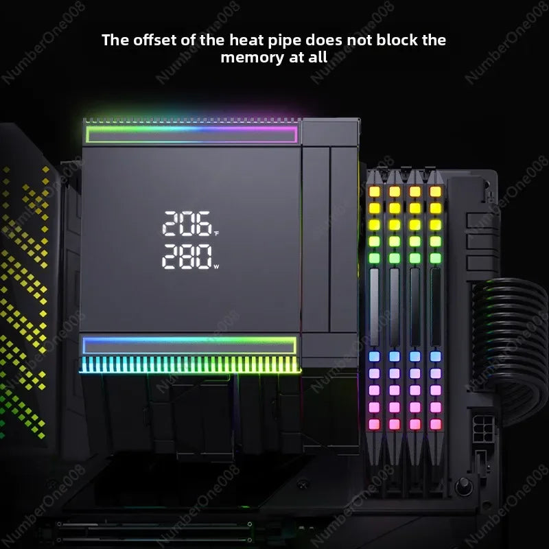 Universal CPU Air Cooler, 8 Heat Pipes Dual Tower Heatsink with Digital Display, Compatible with LGA1700/1851/AM5 Sockets