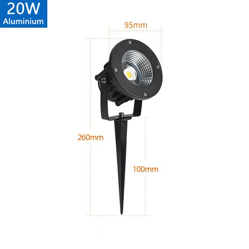 LED Garden Lawn Lamp 5W 10W 15W Outdoor Waterprof IP65 220V110V12V24V Landscape Spike Bulb Garden Path COB Lawn Spotlights