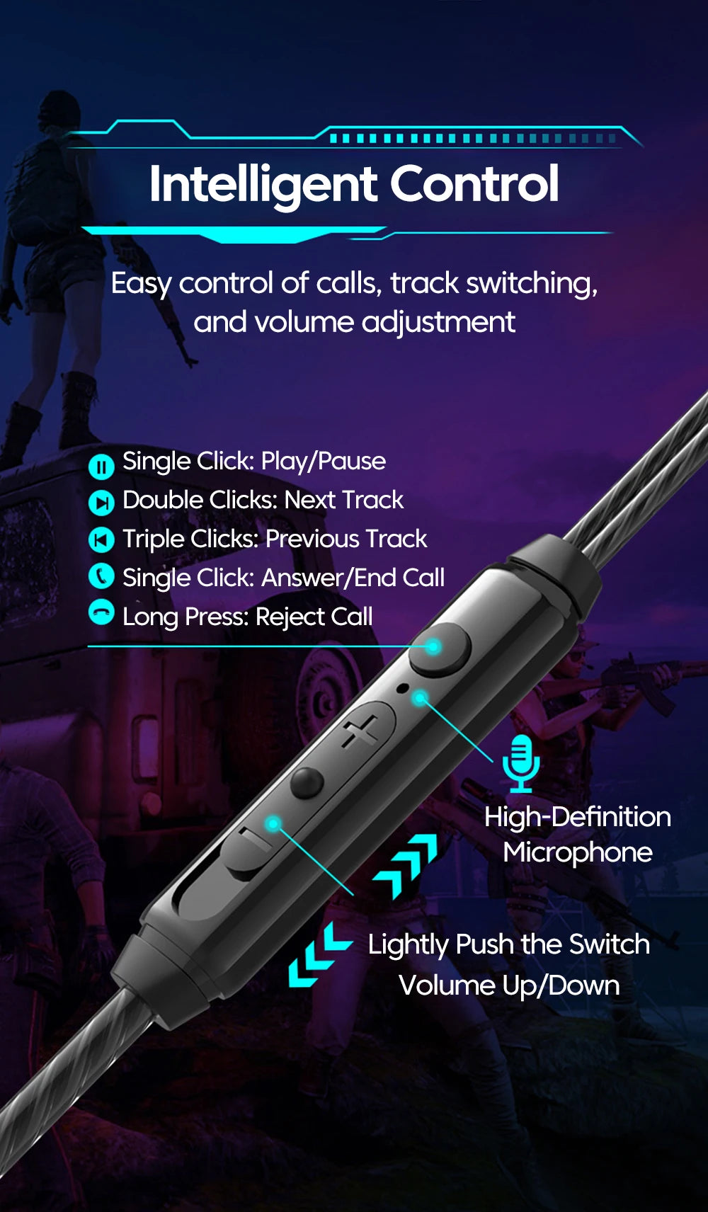 Elough Headset Gamer Headphones Wired Earphone Gaming Earbuds With Mic For Pubg CSGO Casque Phone Tablet Laptop Universal Game