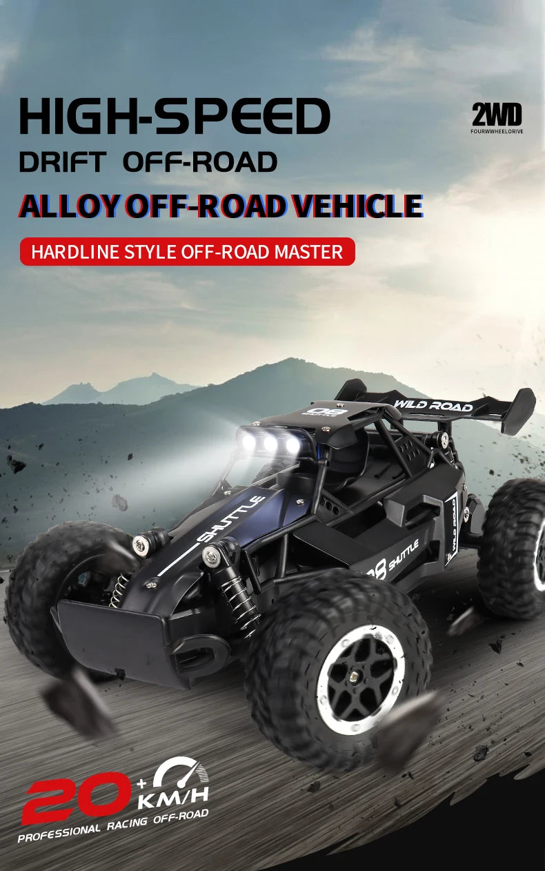 1:16 Scale Remote Control Monster Truck High Speeds 20KMH Off-Road RC Car with LED Lights for Adults Kids Durable Gift Ready for