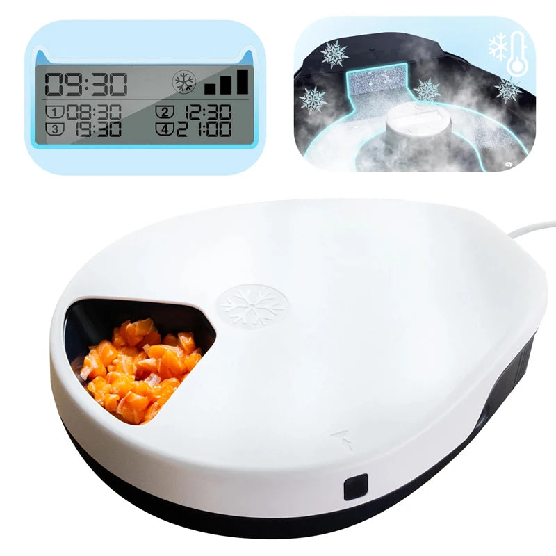 Automatic Pet Feeder with Cooling, Wet Food Dispenser, 5 Meal Timer, Semiconductor Refrigeration, Keeps Food Fresh for 12H