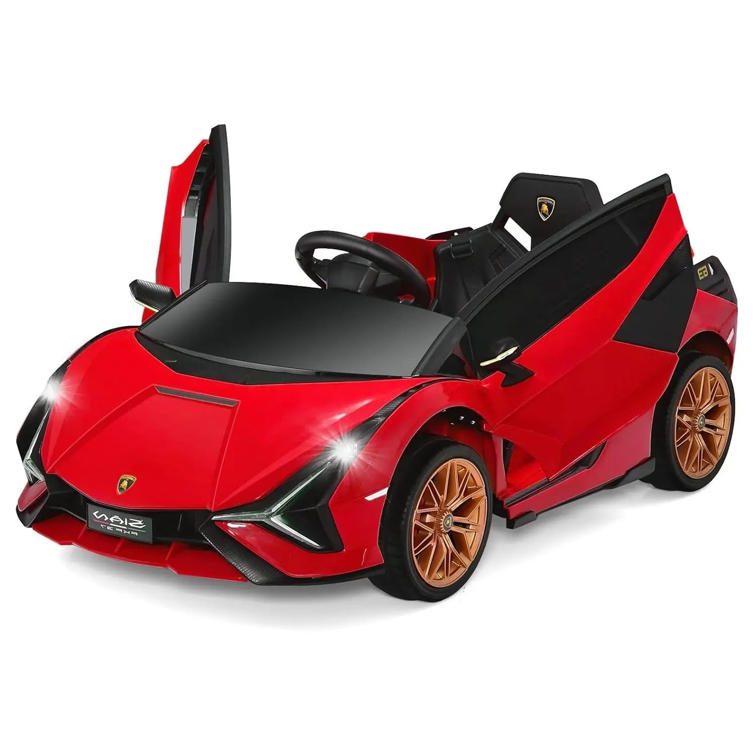 12 V Lamborghini Children's Electric Car, with 2.4 G Remote Control, with Radio, Music and LED Headlights, for Age 3–8 Years