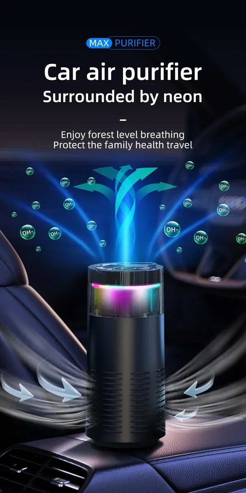 Mini Air Purifier with Aromatherapy Sticks True HEPA Filter Cleans Air & Eliminates 99.97% of Dust, Odors - Cars, School, Office