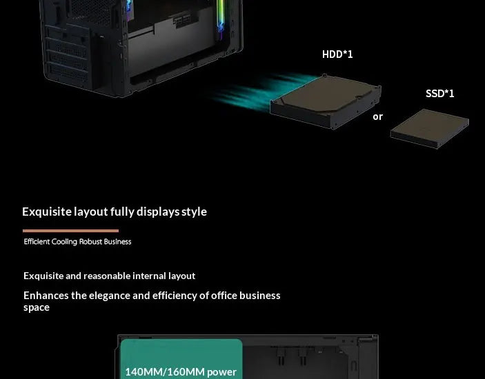 WJCOOLMAN Craftsman Series Home-type Desktop computer with small chassis Supports M-ATX motherboard