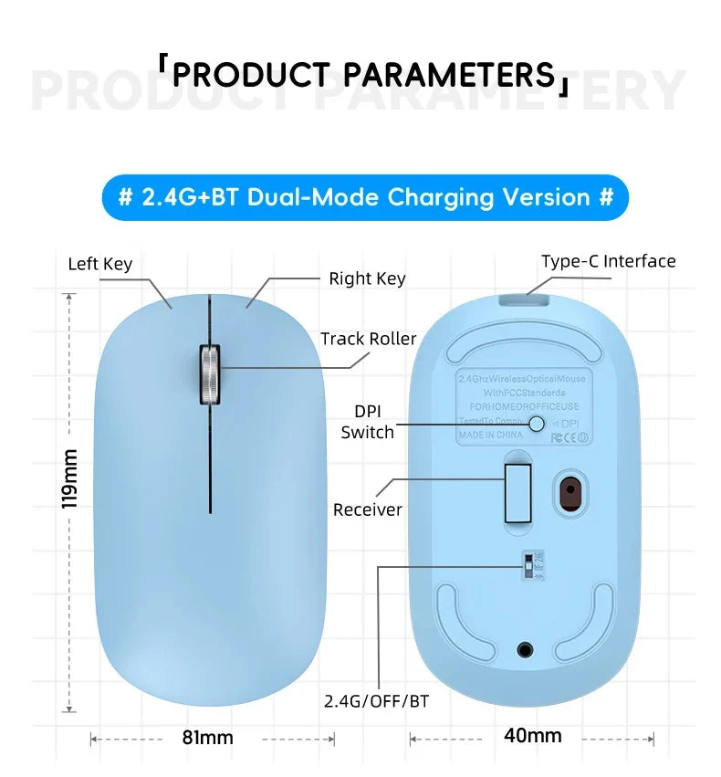 New Wireless Mouse Type-C Charging Silent Click Portable Office Ergonomic Laptop Universal Lightweight Office Game No-Noise 2026