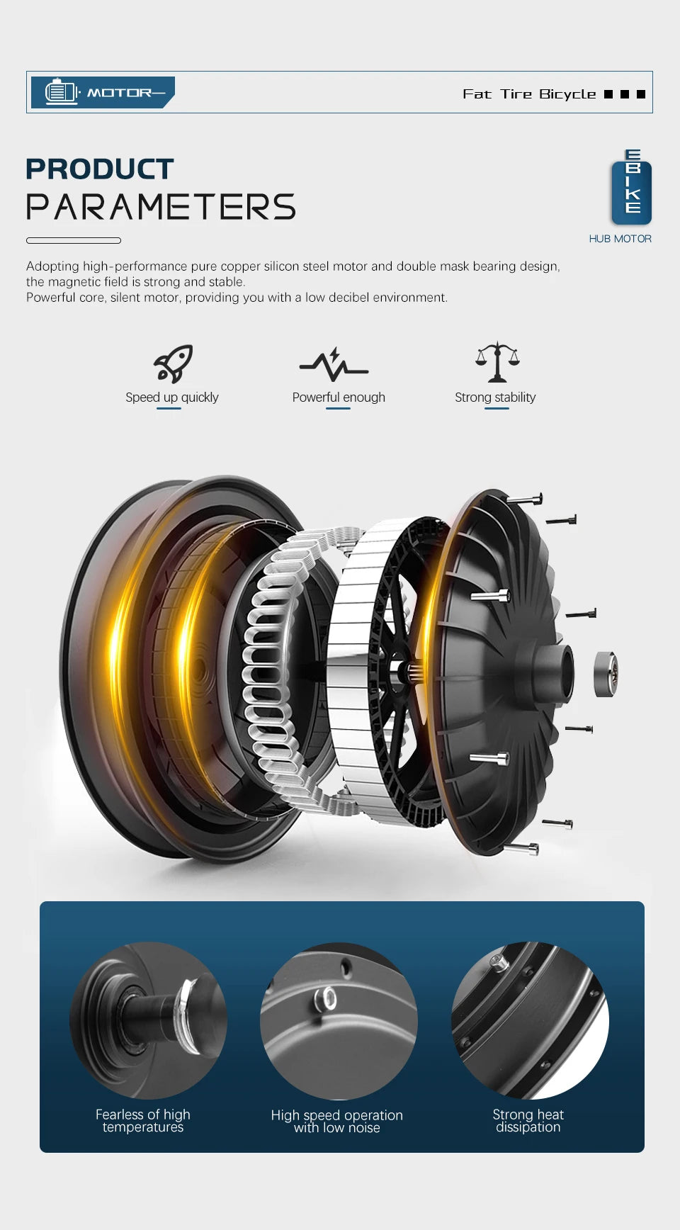 Ebike Fat Tire Conversion Kit 72V 3000W Rear Rotate Hub Motor Wheel 20/24/26 inch Dropout 170mm for Snow Electric Bicycle
