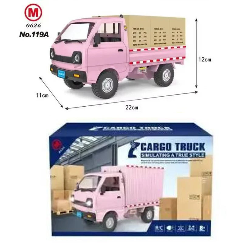 1:16 Wpl D12 Remote Control Electric Toys Rc Car Wuling Hongguang Simulation Drift Climbing Truck Led Light Cargo For Kids Gift