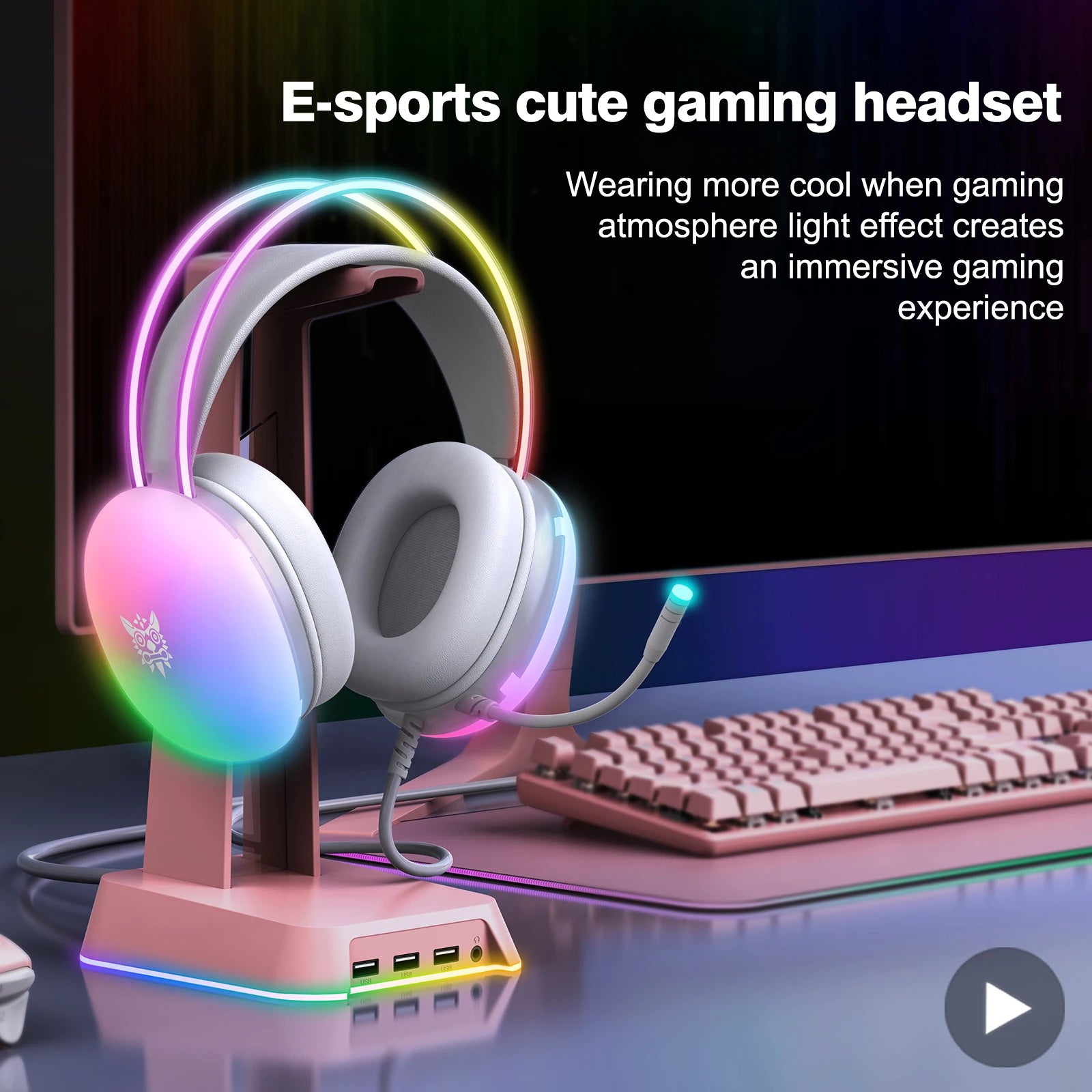 Gaming Headphone Headset Wired Earphone Earbuds Gamer For iPhone Phone PC With Cable Microphone Mic Fone RGB Portable Head Set