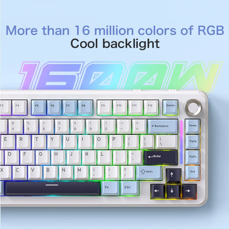 F75 Gaming Mechanical Keyboard, 2.4G Wireless/Bluetooth/Wired ,RGB Customized, Gasket Structure,Windows/Macos/Linux
