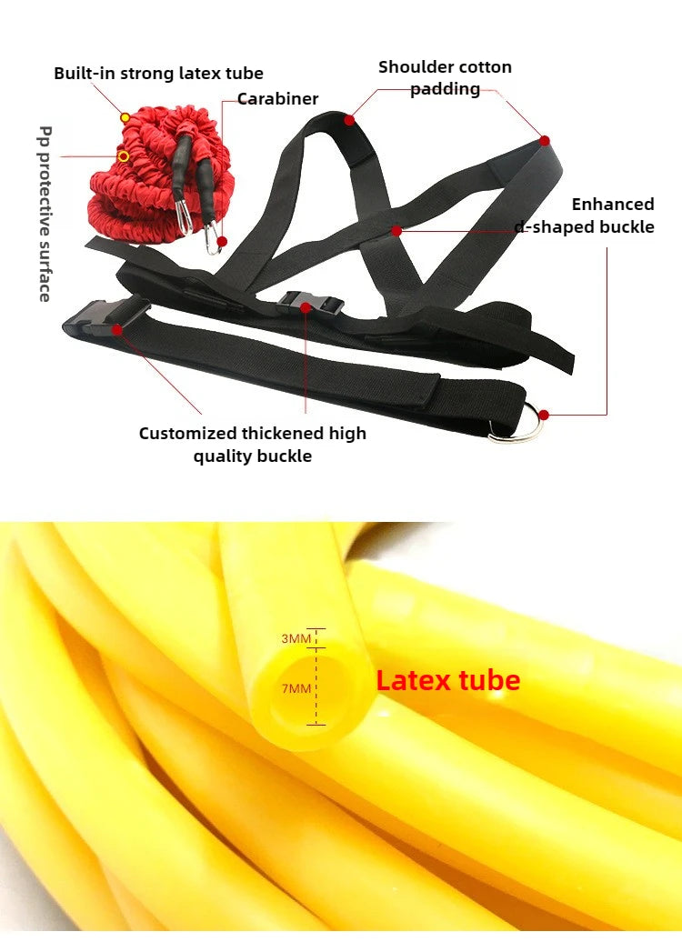 Double Resistance Training Rope Elastic Band for Track and Field Running, Explosive Power, Jumping & Physical Fitness Training