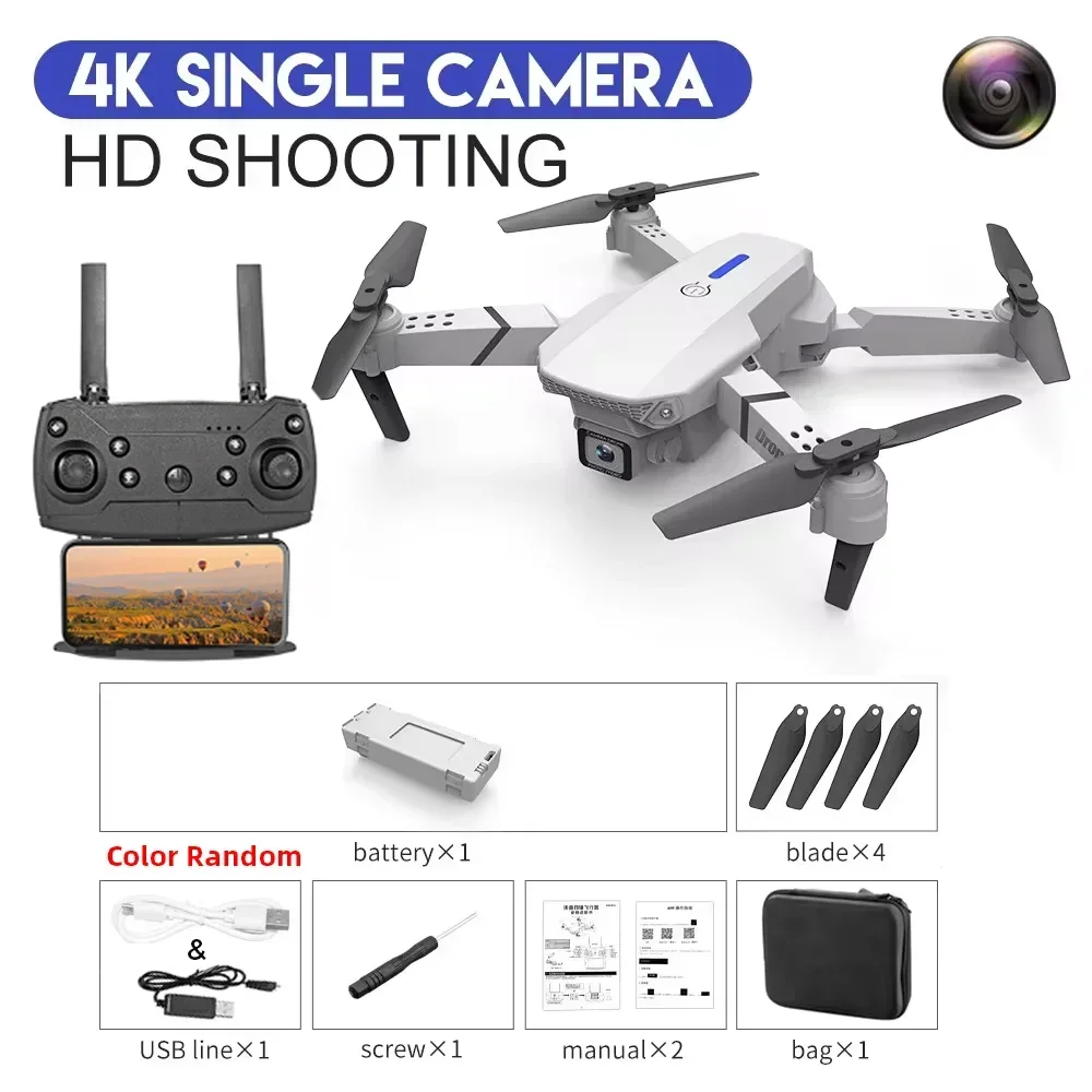 DWI D19 E88 Pro Drone 4K Professional HD RC Airplane Dual Camera Wide Angle Head Remote Quadcopter Toy Helicopter for Adults Kid