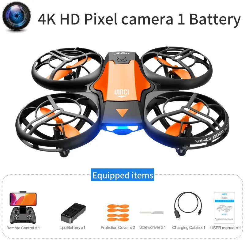 4DRC V8 New Mini Quadcopter Drone - 4K HD Wide Angle Camera, WiFi FPV Remote Control, Height Hold, 4-Axis RC Aircraft Kids' Toy