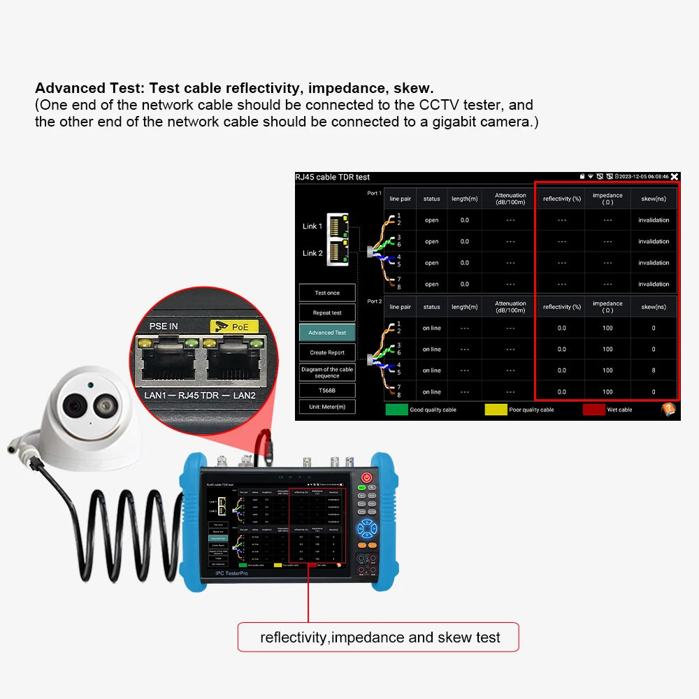 8K CCTV Tester IPC-9800CLMOVTADHS 8MP HD AHD TVI CVI SDI IP Tester 7-inch Touch Screen Monitor 8K Video Display Tester Monitor