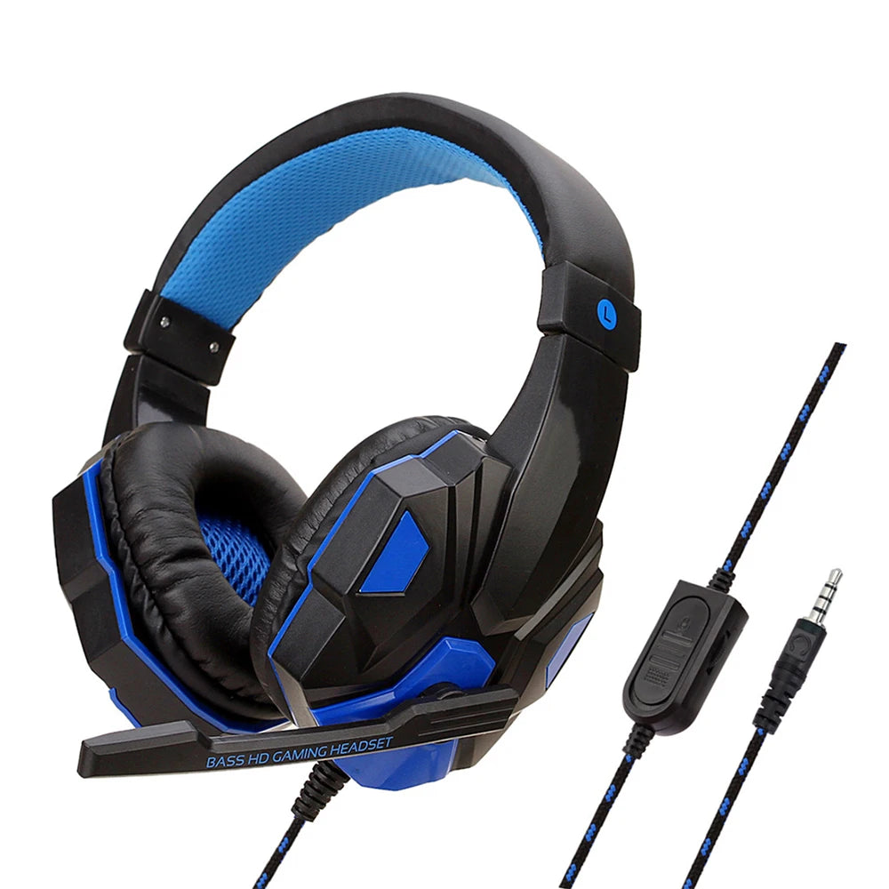 Gaming Wired Headphones 3.5mm Bass Stereo Gamer Music Headset With Microphone Earphone For PS4 Xbox One Switch Phone Laptops PC