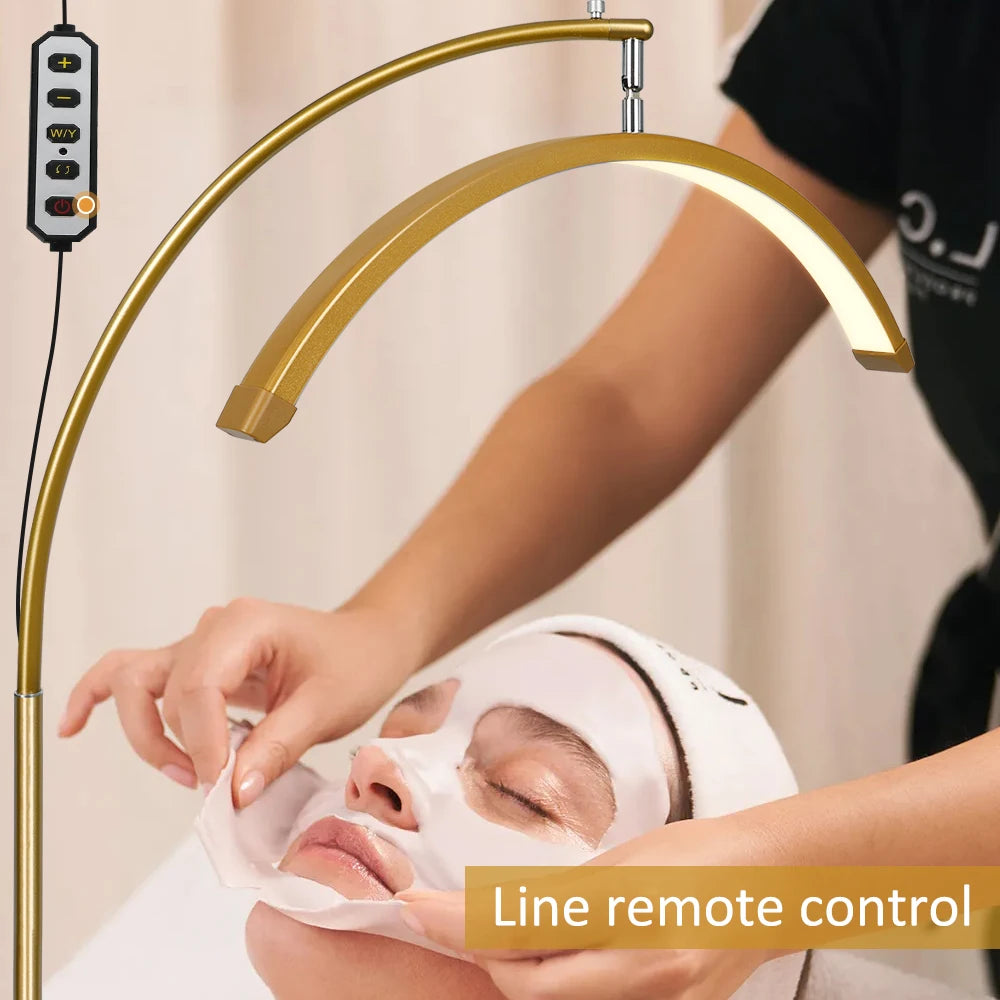 23INCH LED Half Moon Light Half Moon Adjustable Cold & Warm Lighting with Phone Holder for lash Facial Makeup Tattoo Skincare