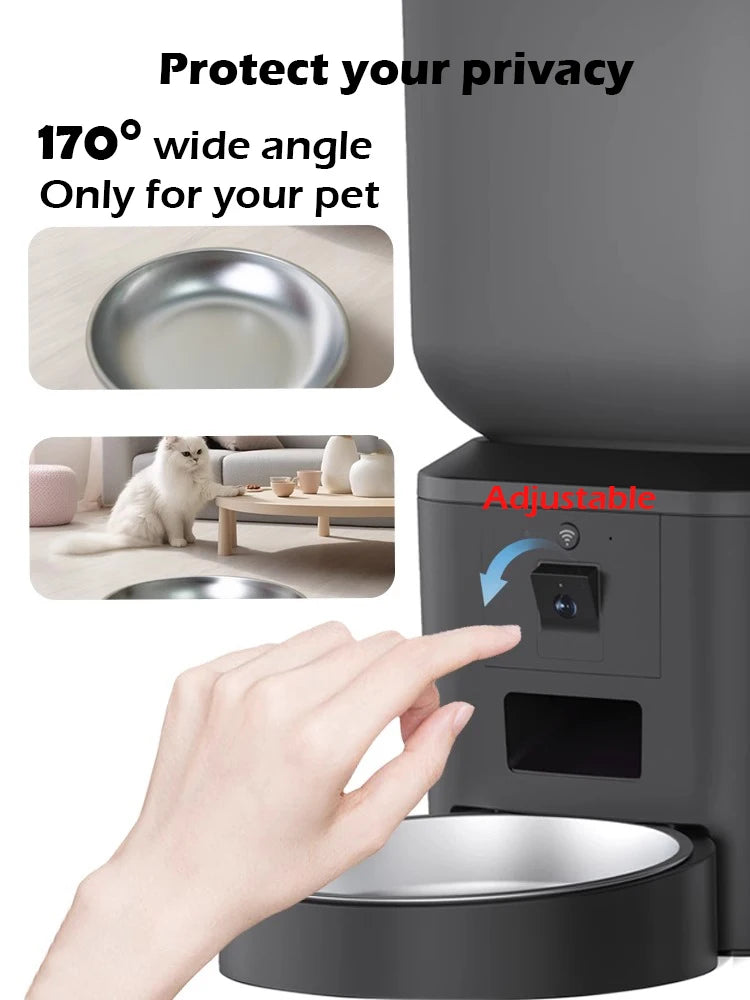 Automatic Dog Feeders with Camera 1080P HD 5G WiFi Pet Feeder Tuya APP Control Automatic Cat Dog Food Dispenser Furpipi