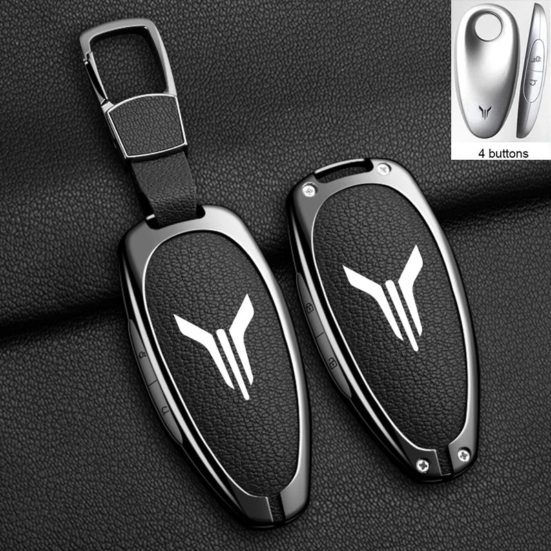 Car Key Case Cover Shell Fob For Voyah Free I-Land Dreamer 2021-2023 Keychain Auto Zinc Alloy Leather Key Protection Accessories