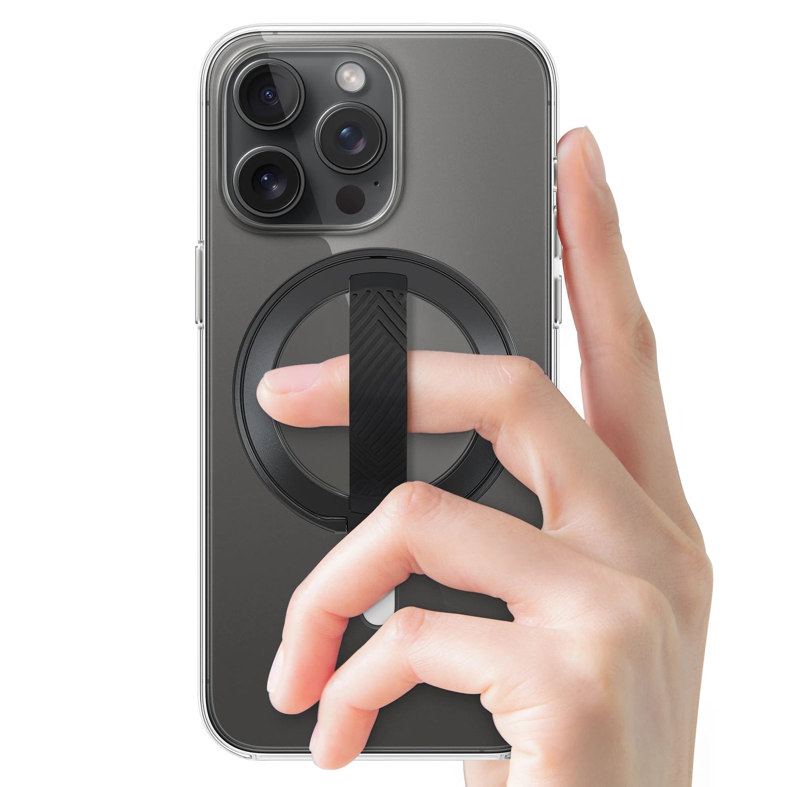 EWA Compatible with MagSafe Wireless Charging Phone Grip Stand with Silicone Finger Strap Removable Magnetic Ring Holder