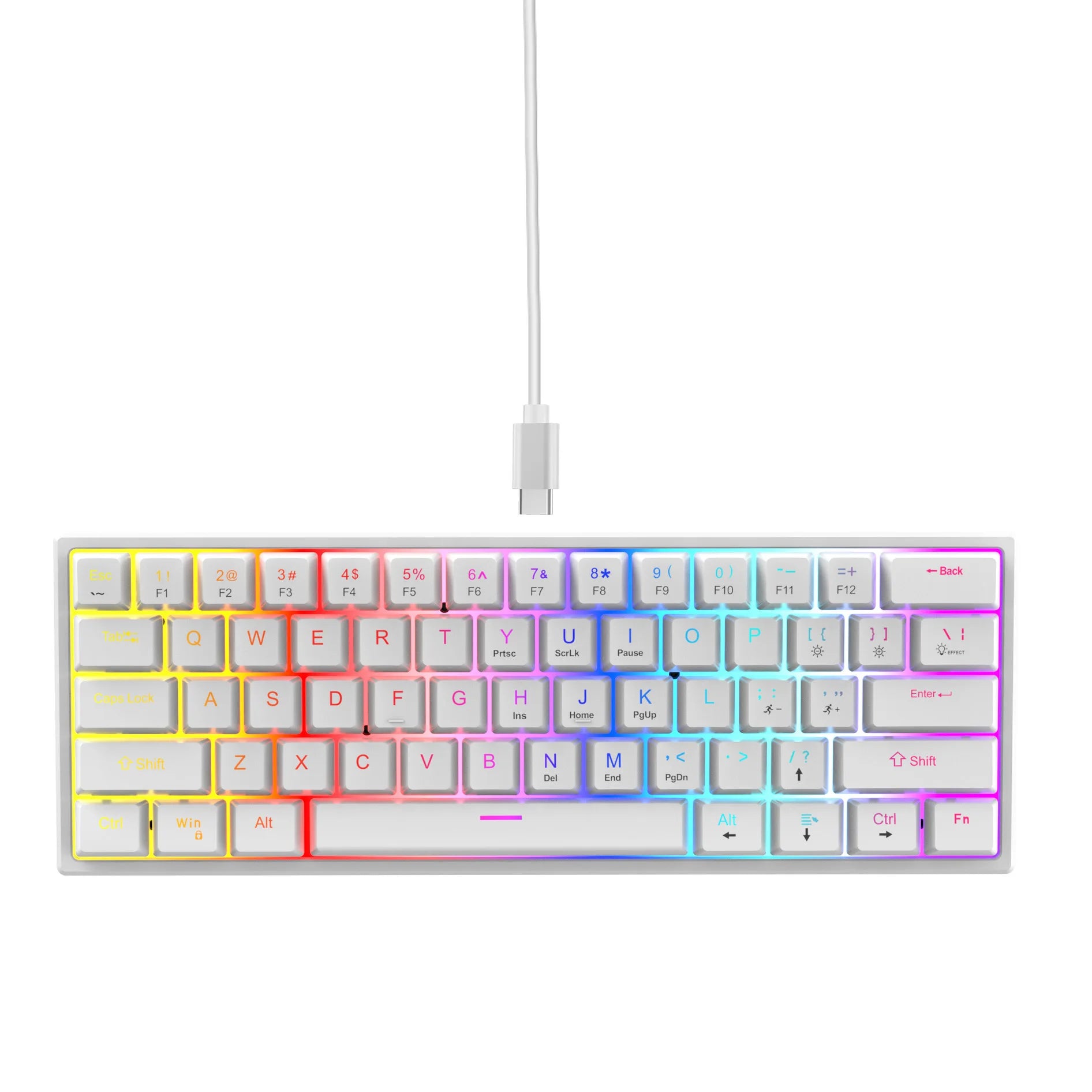 104 Keys Mechanical Feel Keyboard Wired Gaming Keyboard for Laptop PC Ergonomics RGB Backlit 61Key Cyan Axis Keycaps Keyboard