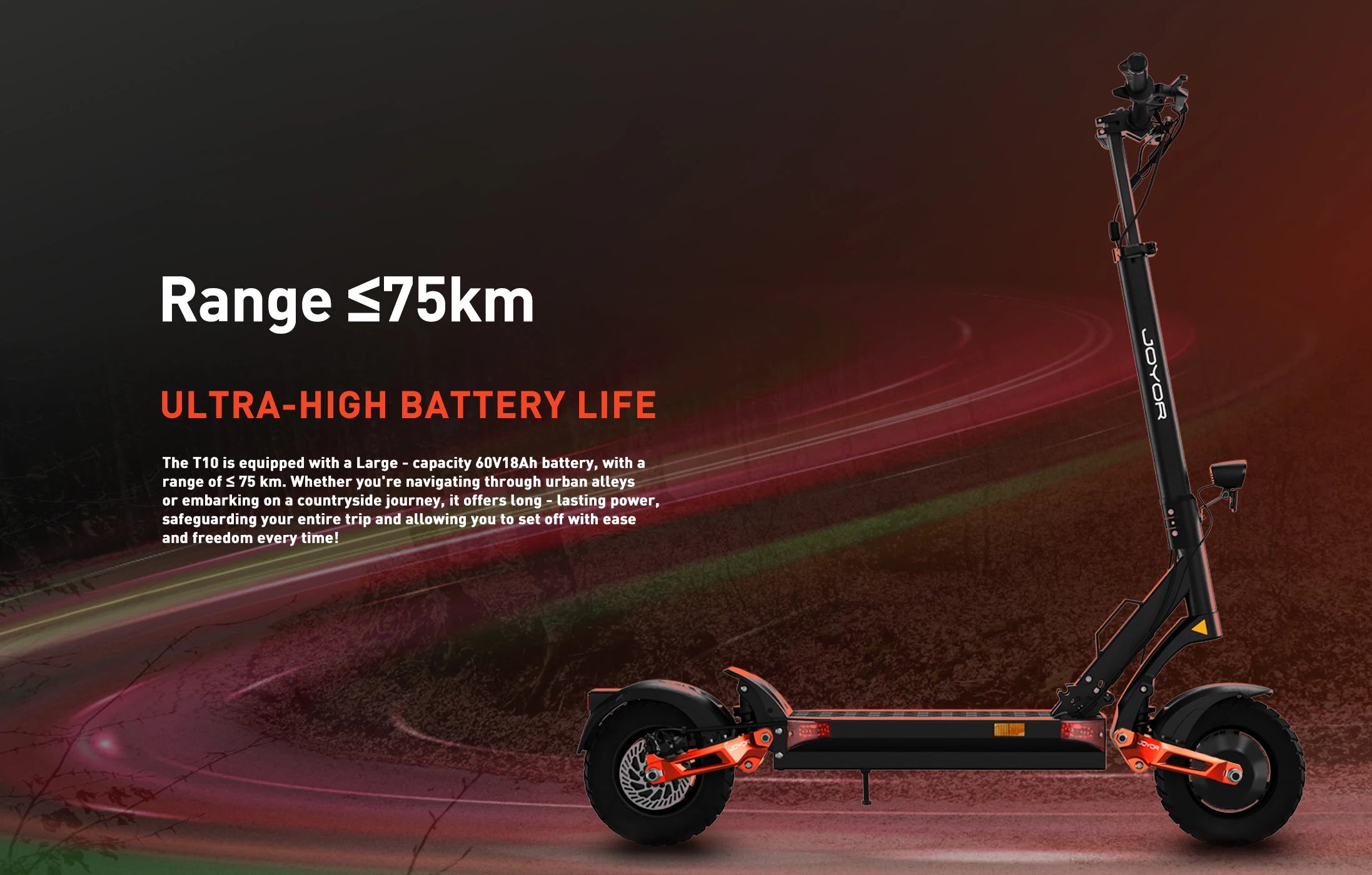 JOYOR T10 Electric Scooter 2000W Dual Motor 60V 18Ah 10" Off-Road E-Scooter 37mph Foldable Adult Scooter US Warehouse 2-3 Days