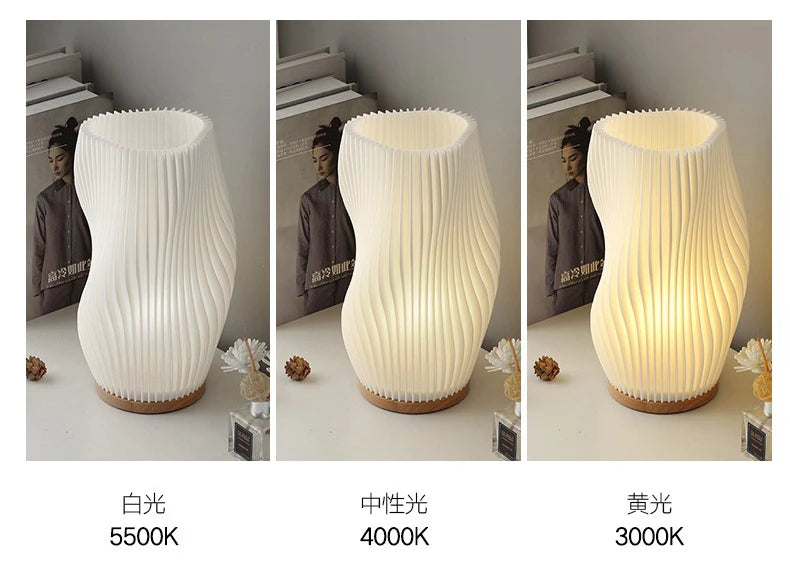 French cream style 3D desk lamp ins internet red pleated bedroom bedside lamp study coffee shop card seat atmosphere lamp