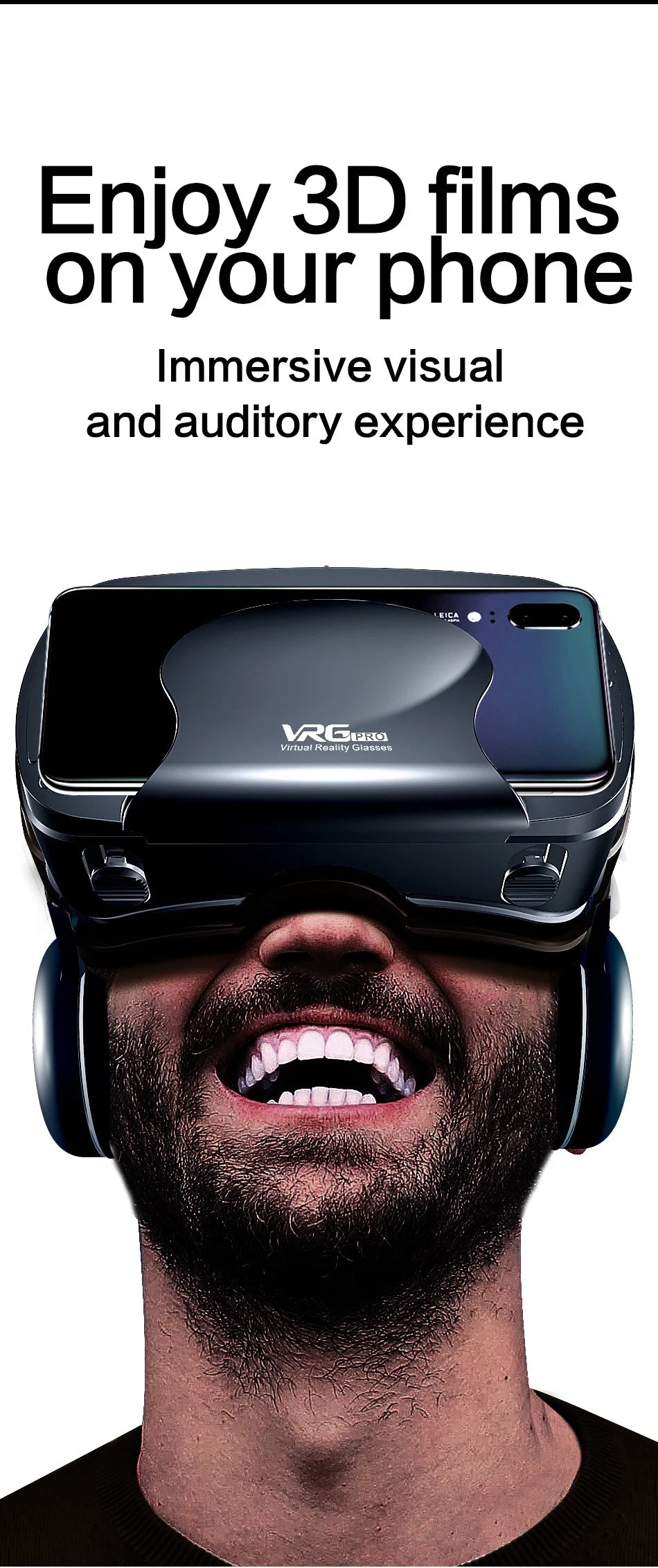 VRG Pro Viar VR Glasses 3D Virtual Reality Headset Helmet Goggles Device Lenses For Smartphone Phone Smart Hedset Gogle Children